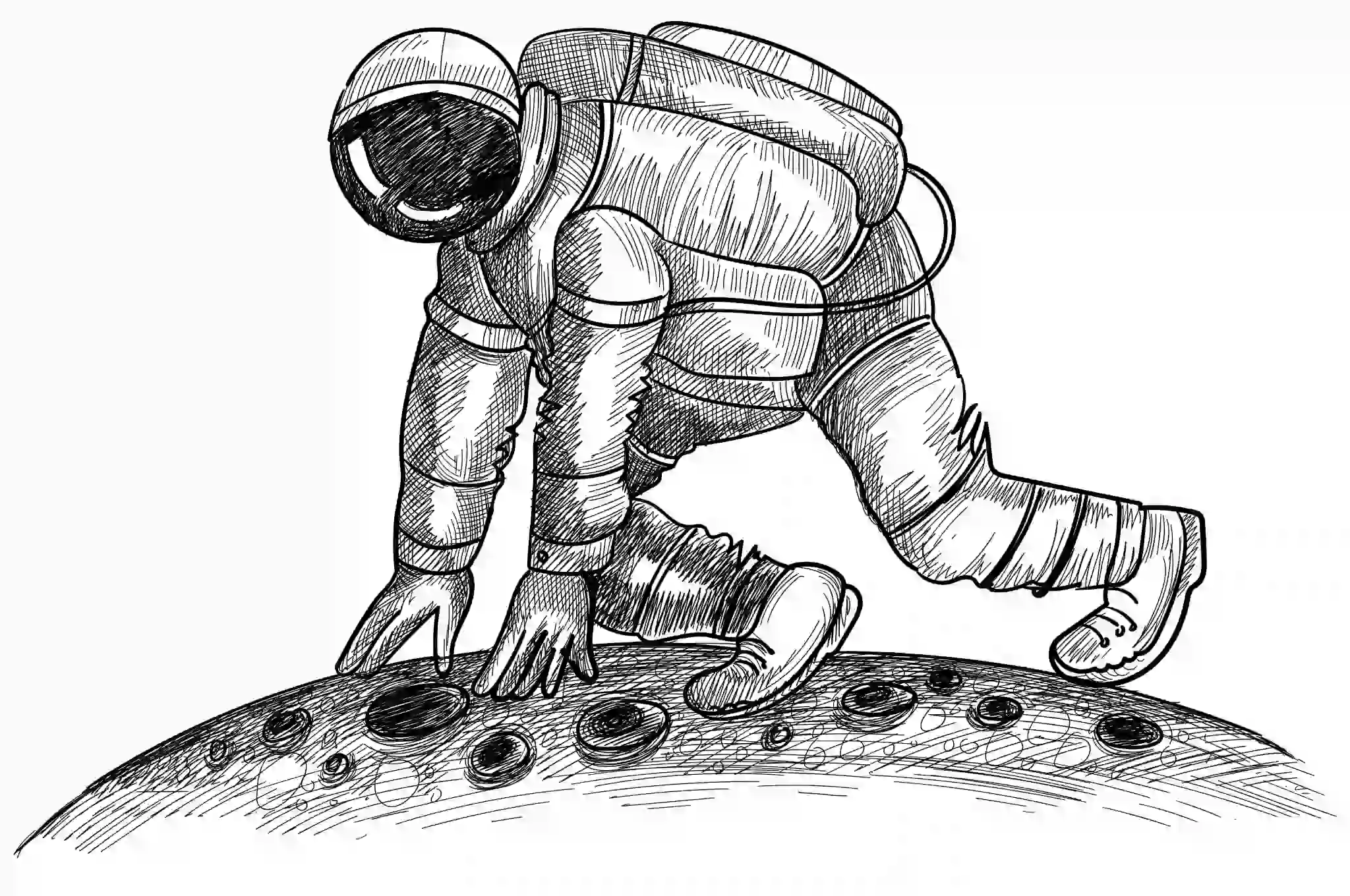 Figure: An astronaut landing using a meteor An astronaut landing using a meteor